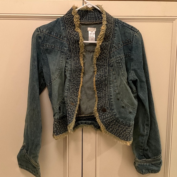 Funky Vintage Studded Jean Jacket Size XS - Picture 1 of 3